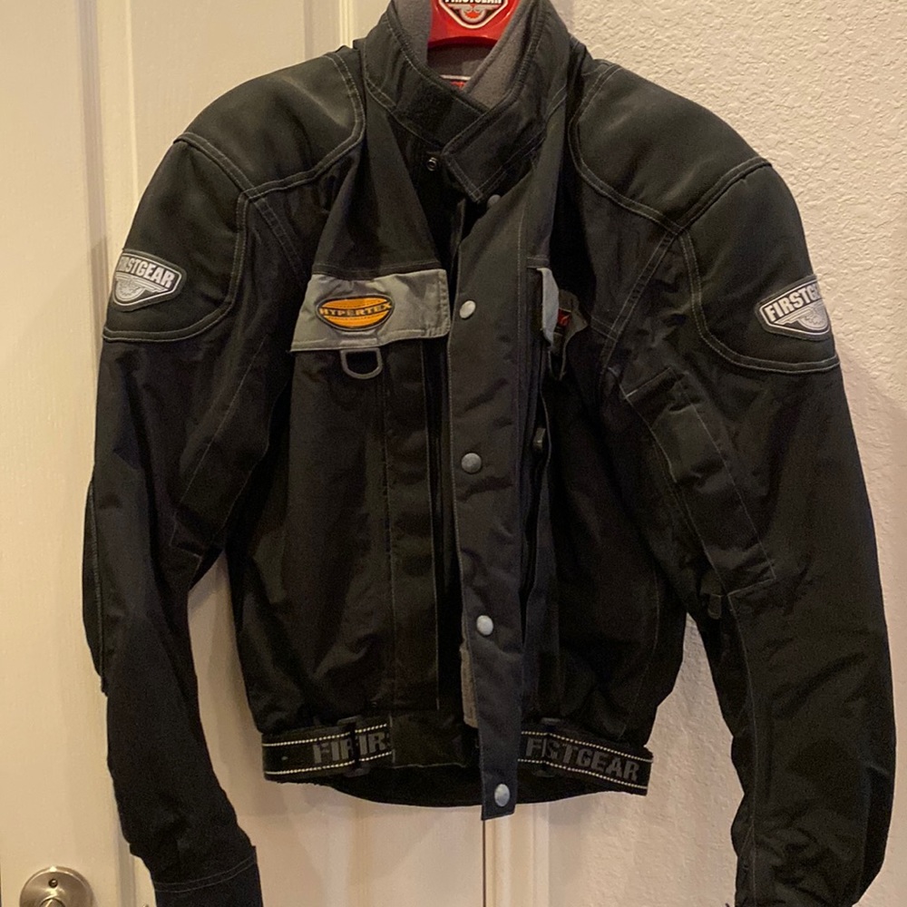 Firstgear black riding jacket with removable fleece